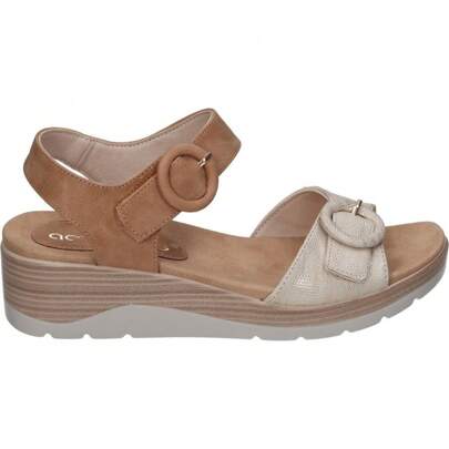 AMARPIES | Sandali con zeppa Amarpies da donna – Sandali marroni e beige con fibbia – Sandali con fibbia – Zeppa media e comoda – Eleganti – Versatili