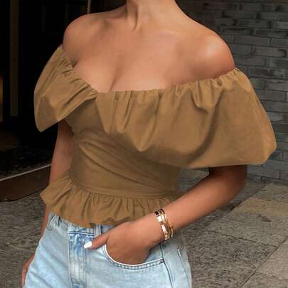 Blusa elegante da donna senza spalline, top estivo