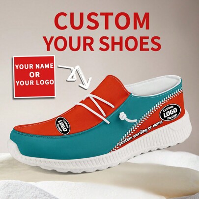 1 Paio di scarpe da loafer personalizzate con il nome di Miami Baseball, scarpe da loafer personalizzate con il nome, loafer con suola spessa in E-TPU