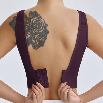 Reggiseno sportivo senza cuciture ad alta intensità con schiena a racer, reggiseno sportivo senza imbottitura rimovibile, reggiseno sportivo con imbot