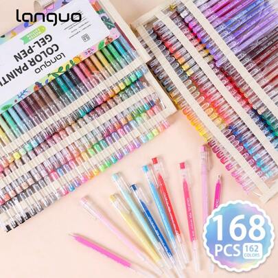Set regalo premium di penne neutre Languo 162 colori, penna gel speciale da 0,6 mm per disegno, colore, pittura e note per studenti, marcatori colorat