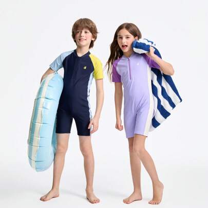 Abbigliamento estivo per bambini, costumi da bagno interi per ragazze e ragazzi