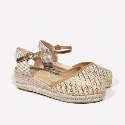 Sandali espadrillas con zeppa da donna, scarpe espadrillas con plateau da donna, zeppa alta 5,5 cm