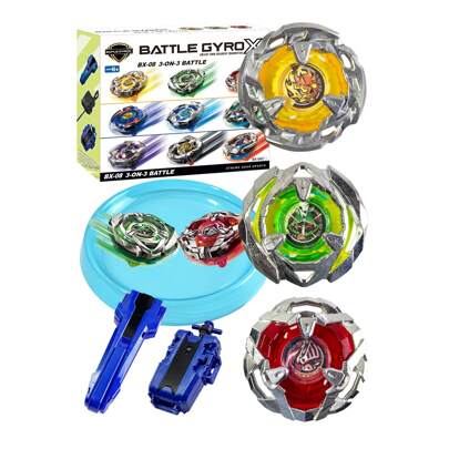 Nuovo set regalo di trottole rotanti, include 3 trottole rotanti, 1 lanciatore, 1 piattaforma da battaglia, perfetto come regalo, per feste, weekend