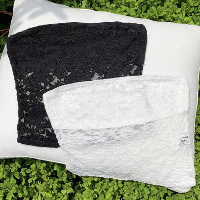 2 pezzi Reggiseni tubini in pizzo tinta unita da donna