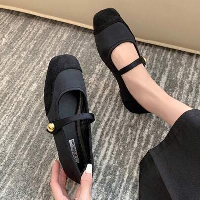 Scarpe Mary Jane Francesi Per Donne Con Suola Morbida E Tacco Piatto, Design Unico Perfettamente Abbinabili Abiti. Nuova Collezione Primavera/autunno