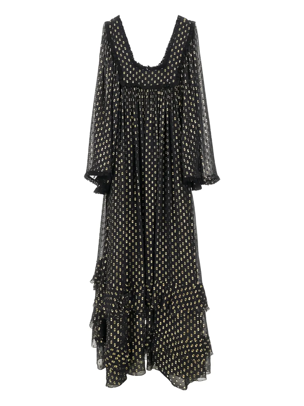 Chloé polka-dot ruffled maxi dress - Nero