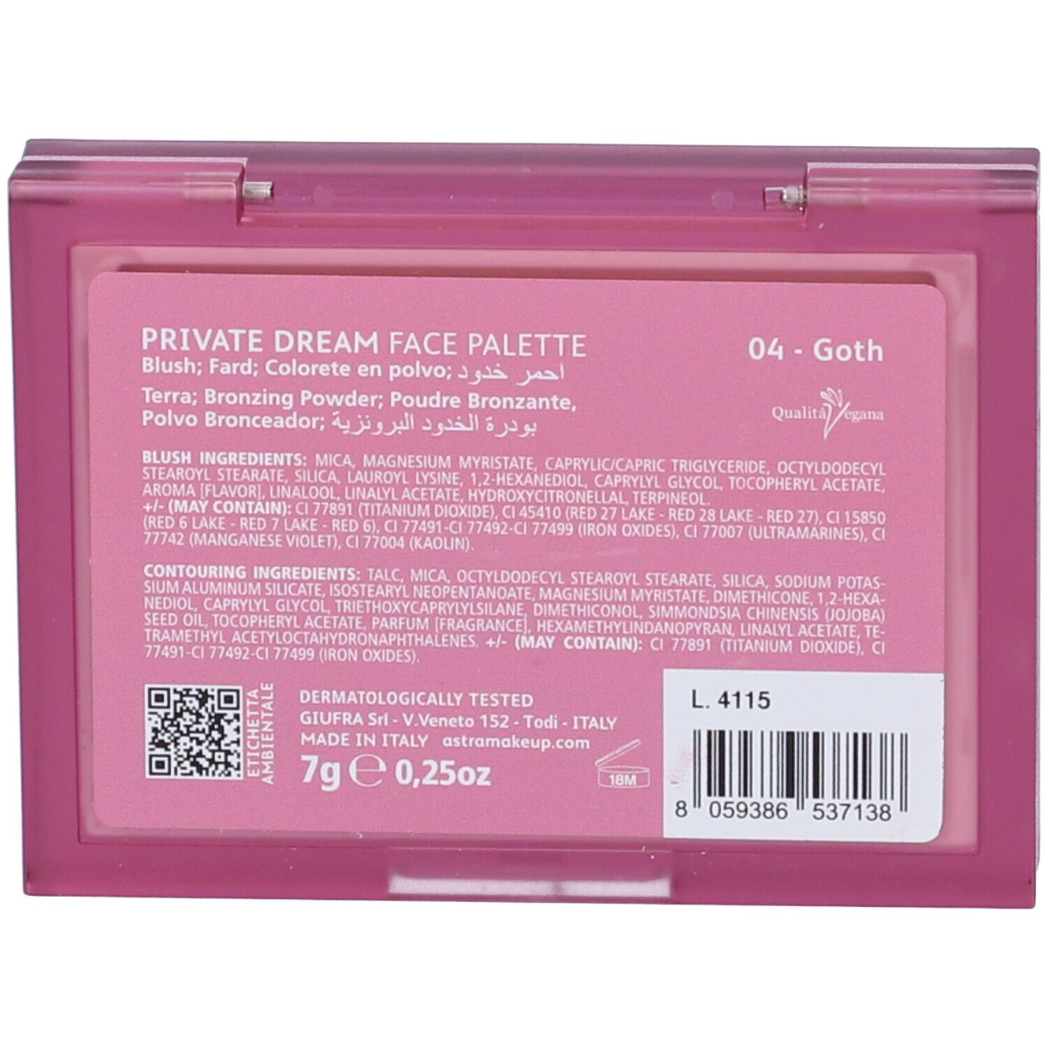 Astra Make-Up Private Dream Face Palette Blush + Bronzer Tonalità 04 G