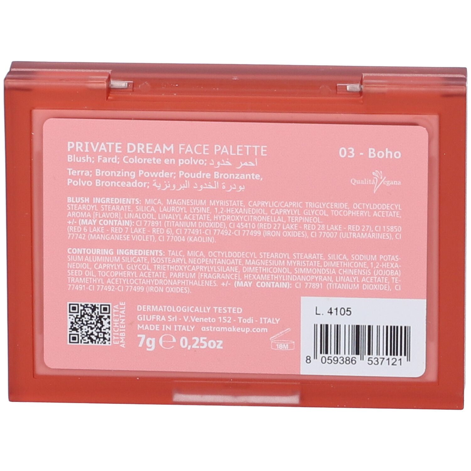 Astra Make-Up Private Dream Face Palette Blush + Bronzer Tonalità 03 B