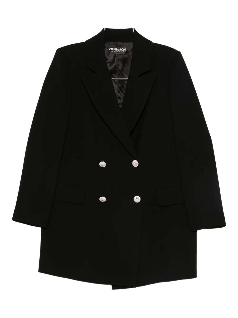 CHIARA BONI La Petite Robe Ecoply embellished double-breasted coat - Nero