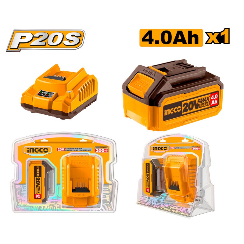 Ingco Kit Batteria + Caricabatterie 4ah (fbli2002+fcli2001e)