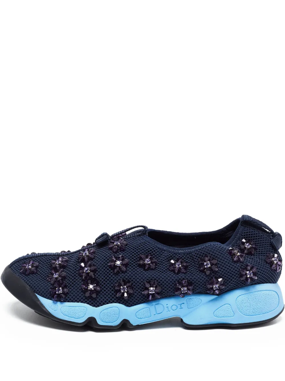 Christian Dior Pre-Owned 2014 mesh flower-design sneakers - Blu