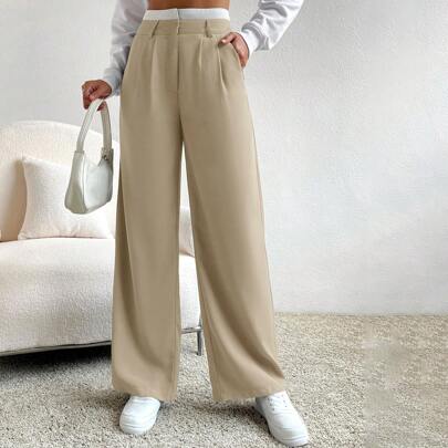 Pantaloni da tailleur di donna per l'estate con vita ricamata