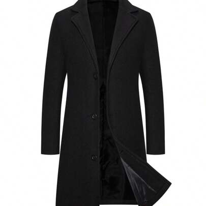 Cappotto di lana tinta unita da uomo, cappotto casual