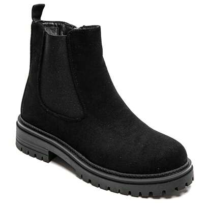 Bottines Chelsea Femme à Semelle Crantée, Simili Cuir ou Suédine