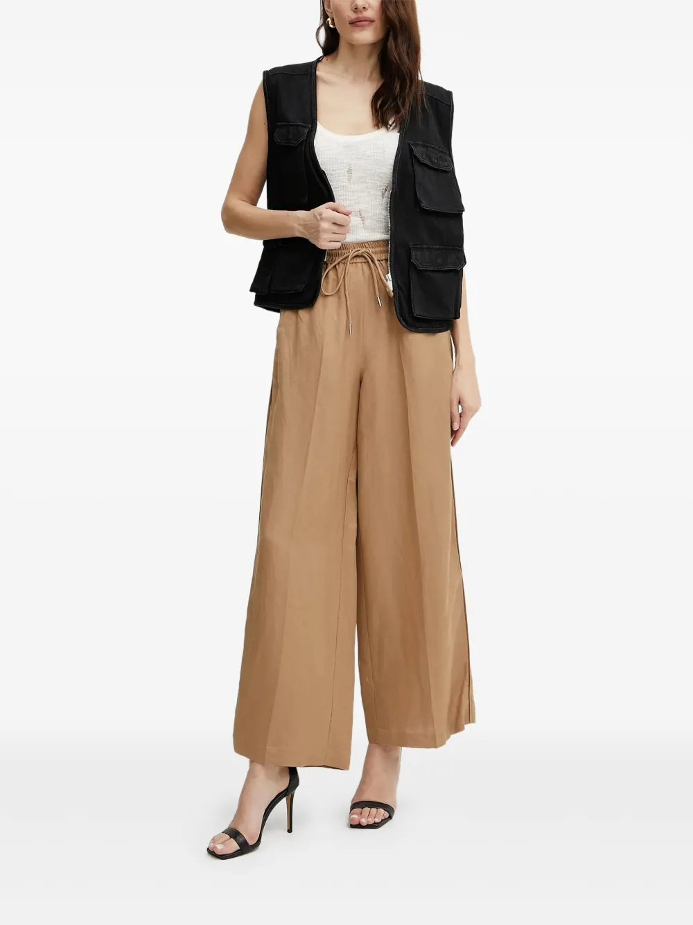 Karl Lagerfeld drawstring wide-leg trousers - Marrone