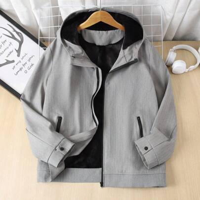 Giacca casual invernale da uomo con cappuccio, foderata, manica lunga, giubbotto