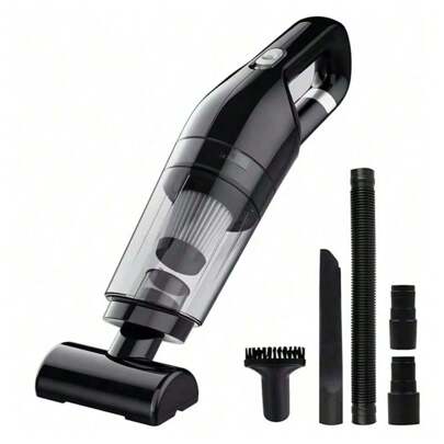 1 pezzo Potente aspirapolvere portatile per auto, nero, 3 in 1, senza fili, aspirapolvere ricaricabile, adatto per auto, casa, pulizia di tastiere