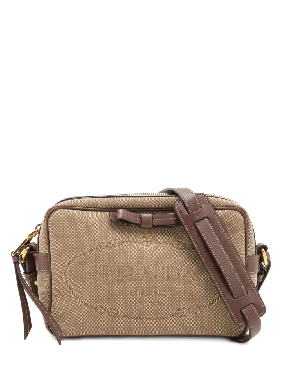 Prada Pre-Owned embossed-logo shoulder bag - Toni neutri