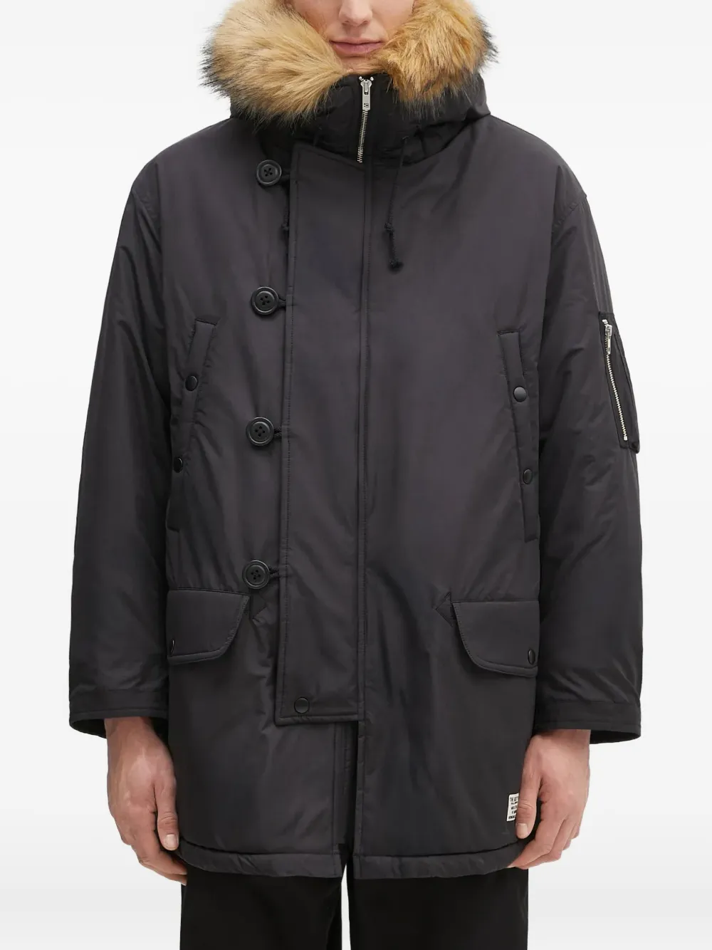WACKO MARIA faux fur-lined hooded parka - Nero