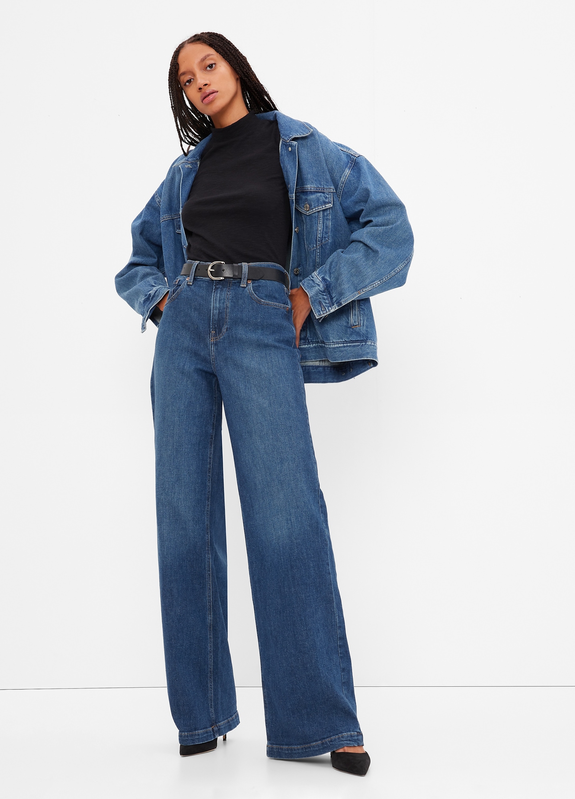 GAP, Jeans Wide Leg A Vita Alta, Donna, Denim, Taglia: 50 REGULAR