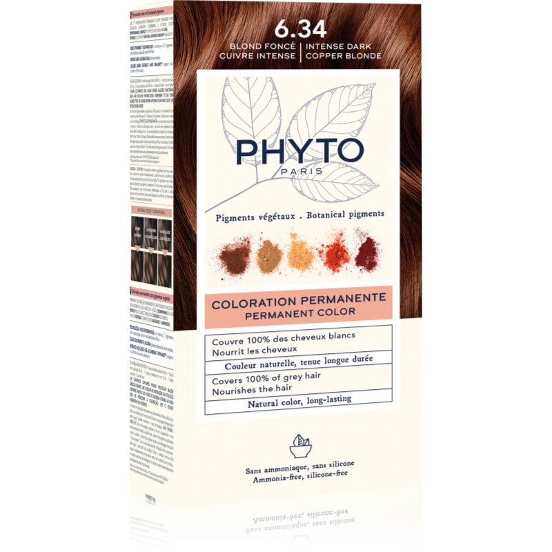 Phyto Color Tinta Per Capelli Senza Ammoniaca Colore 6.34 Intense Dark Copper Blonde 3 Pz