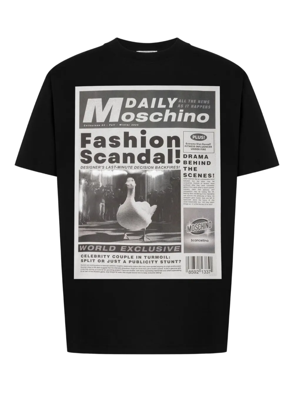 Moschino newspaper-print T-shirt - Nero