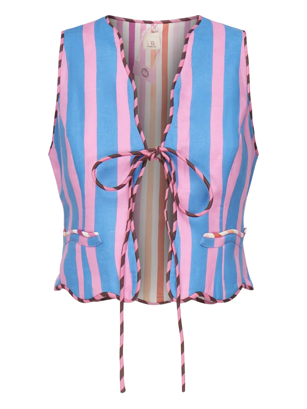 Celia B striped tie-front waistcoat - Blu