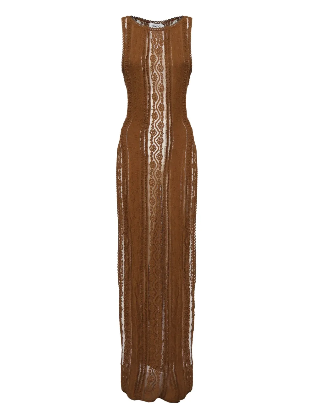 Charo Ruiz Ibiza lace-panelled sleeveless dress - Marrone