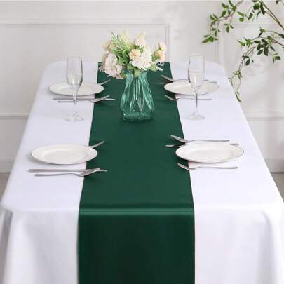 5 pezzi/10 pezzi Runners da tavolo in raso verde scuro per decorazioni di matrimoni, eventi in hotel, compleanni, banchetti, nastri di seta, runners d