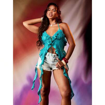 Top con paillettes multicolore