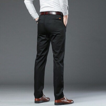 Pantaloni da tailleur diritti elasticizzati da uomo