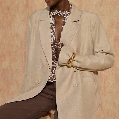 Blazer oversize, giacca, a righe, leggera, da donna, primavera, estate
