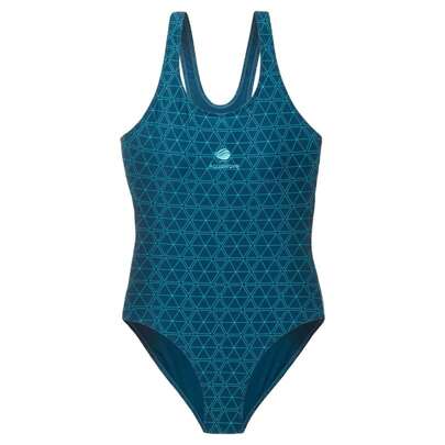Costume da bagno intero donna/signora con motivo a esagoni marittimi (Mare di Gibilterra/Blu pavone)