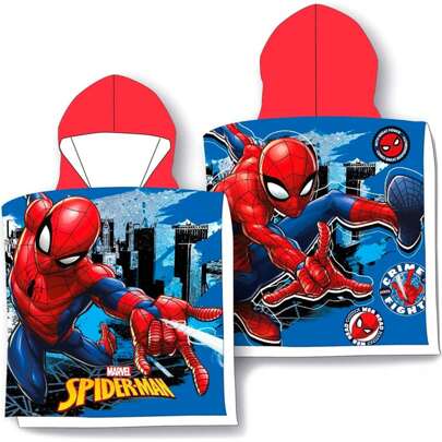 ASCIUGAMANO PONCHO IN MICROFIBRA SPIDERMAN MARVEL - Asciugamano poncho con licenza ufficiale - Asciugamano poncho dal design esclusivo - Asciugamano p