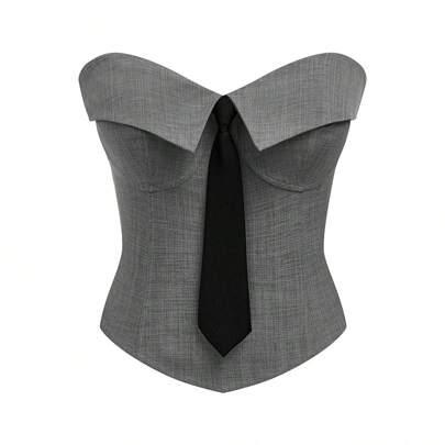 Top corto sexy con colletto, camisole, top fascia, per uso quotidiano da donna
