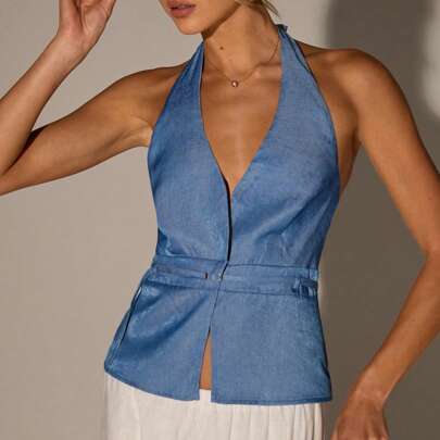 Top estivo da donna adatto per eventi da cerimonia, formali, spiaggia, vacanza, look carini, stile country western, business casual, elegante, uscite,