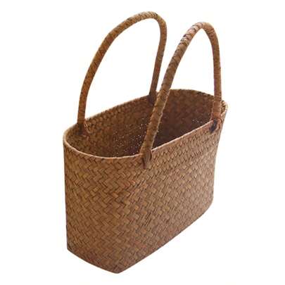 Borsa in fibra di mare intrecciata, cesto portabiancheria durevole, borsa della spesa per uscite, custodia per vestiti da picnic
