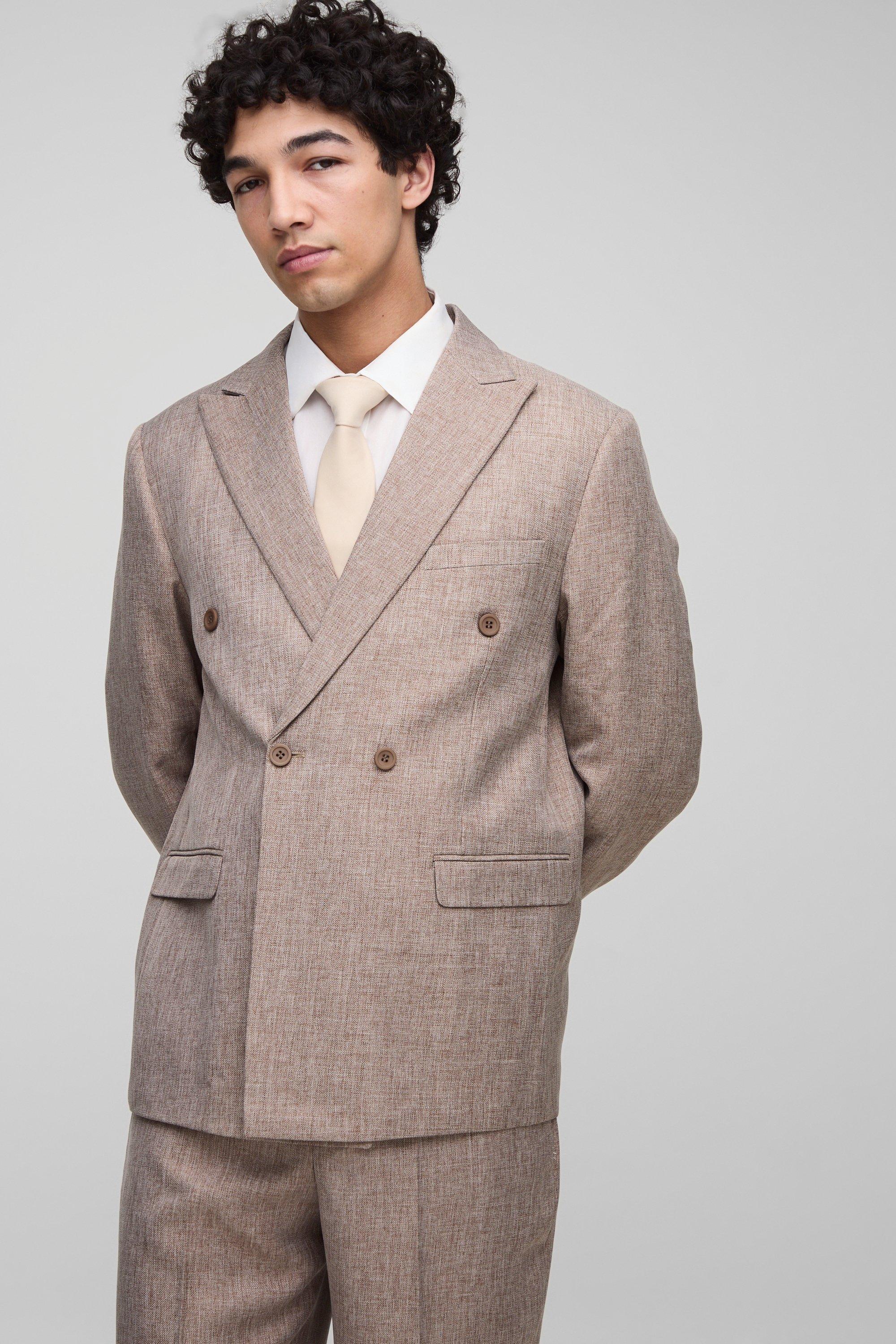 Oversized Double Breasted Suit Blazer, Brown