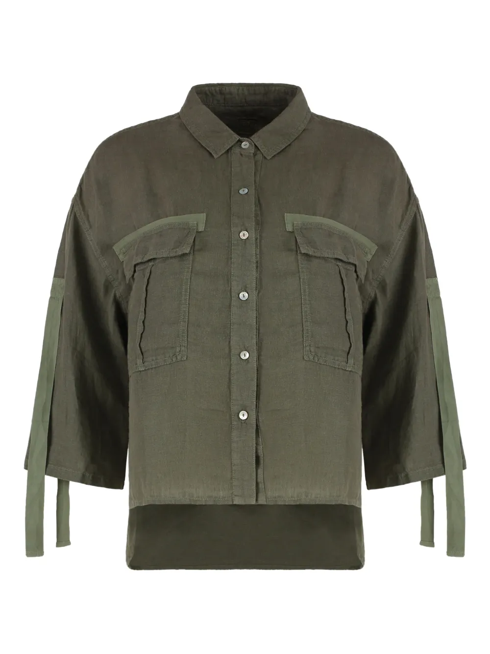 120% Lino chest-pockets linen shirt - Verde