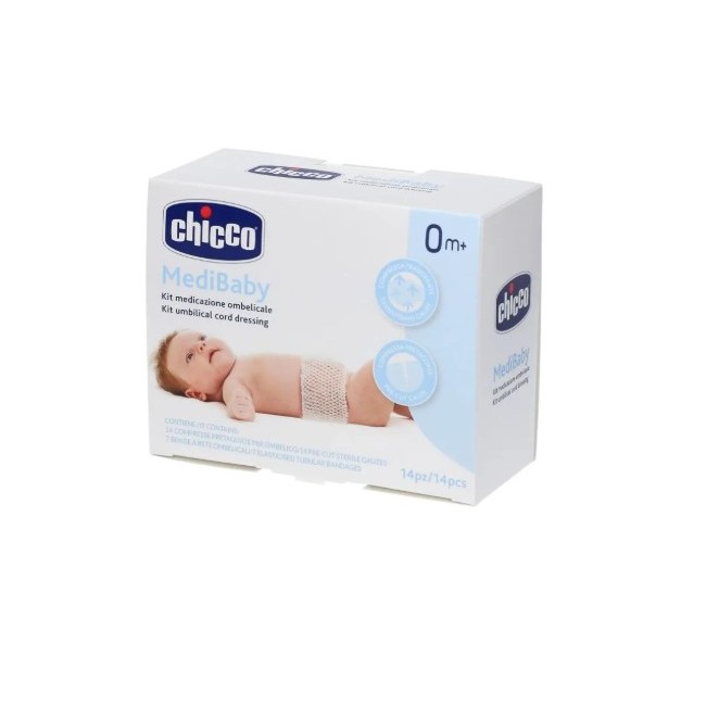 Chicco - Mini Kit Medicazione Ombelicale Chicco Medibaby 3 Bende A Rete Elastica Calibro 6 + 3 Garze Ombelicali Tnt 10x10 Cm