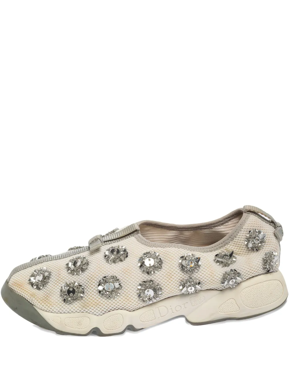 Christian Dior Pre-Owned mesh embellished sneakers - Bianco