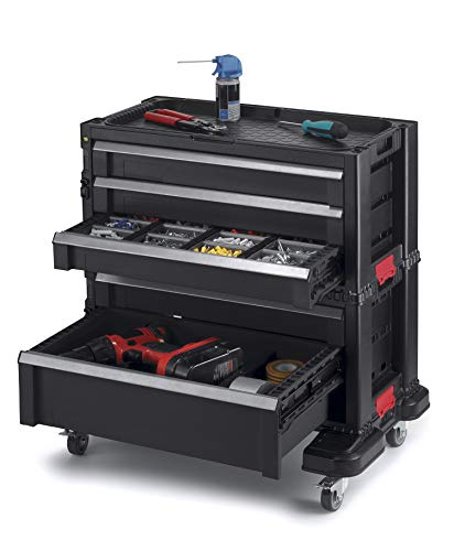Keter 240762 - Organizer Modulare Con 5 Cassetti, Per Garage E Attrezzi, Colore: Nero