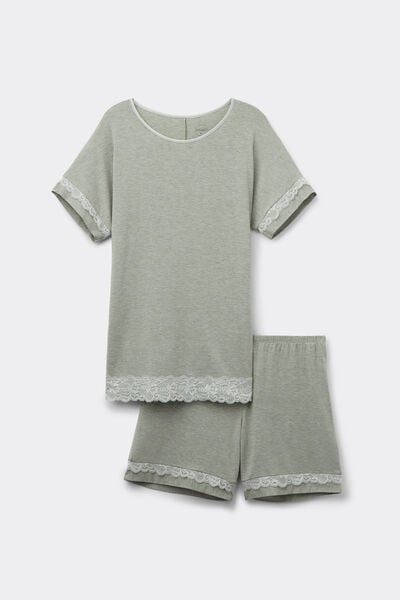 Intimissimi Pigiama Corto in Modal con Pizzo Donna Verde Taglia M