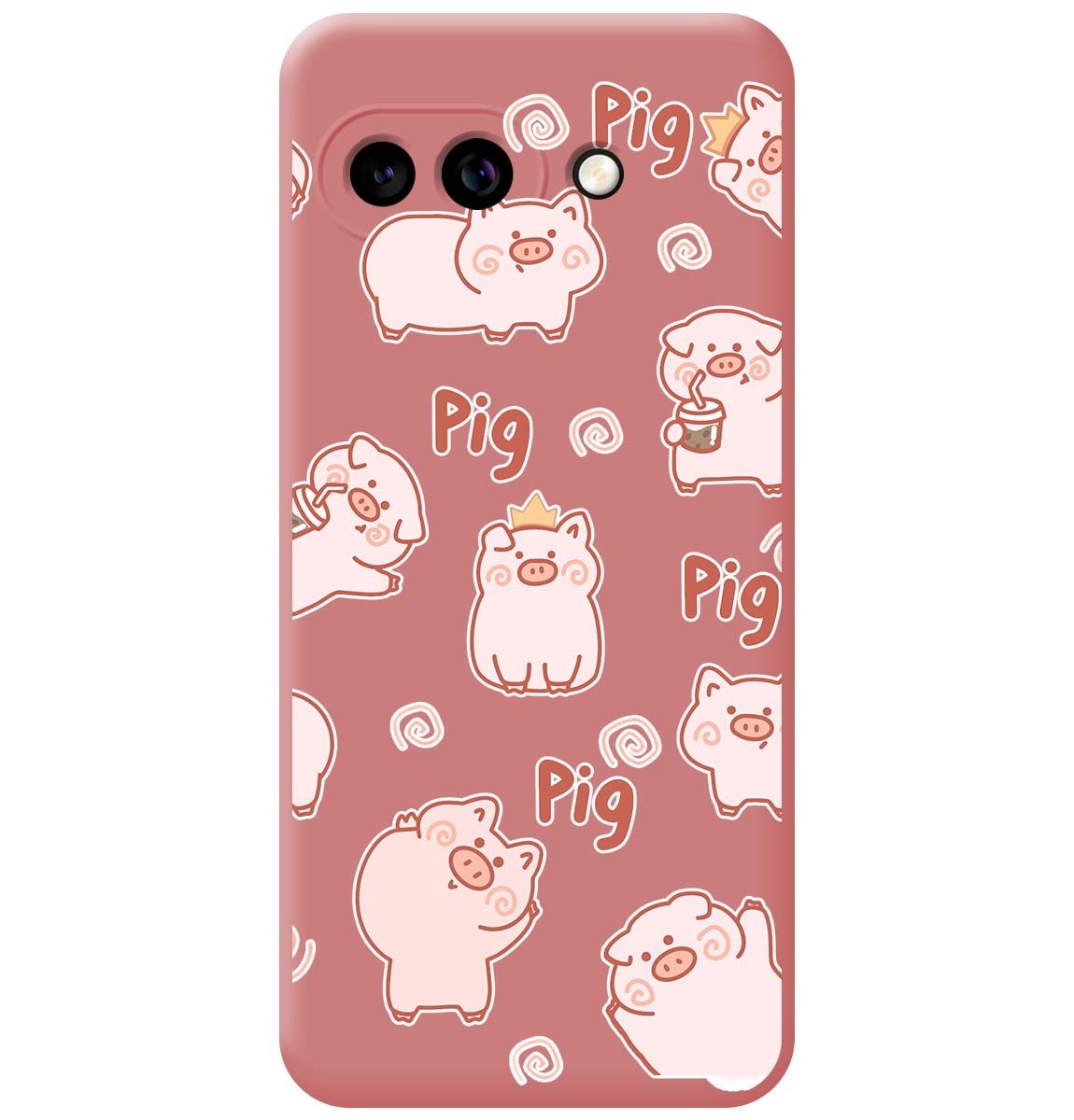 Custodia In Silicone Liquido Rosa Per Google Pixel 9A 5G Design Maiali Disegni