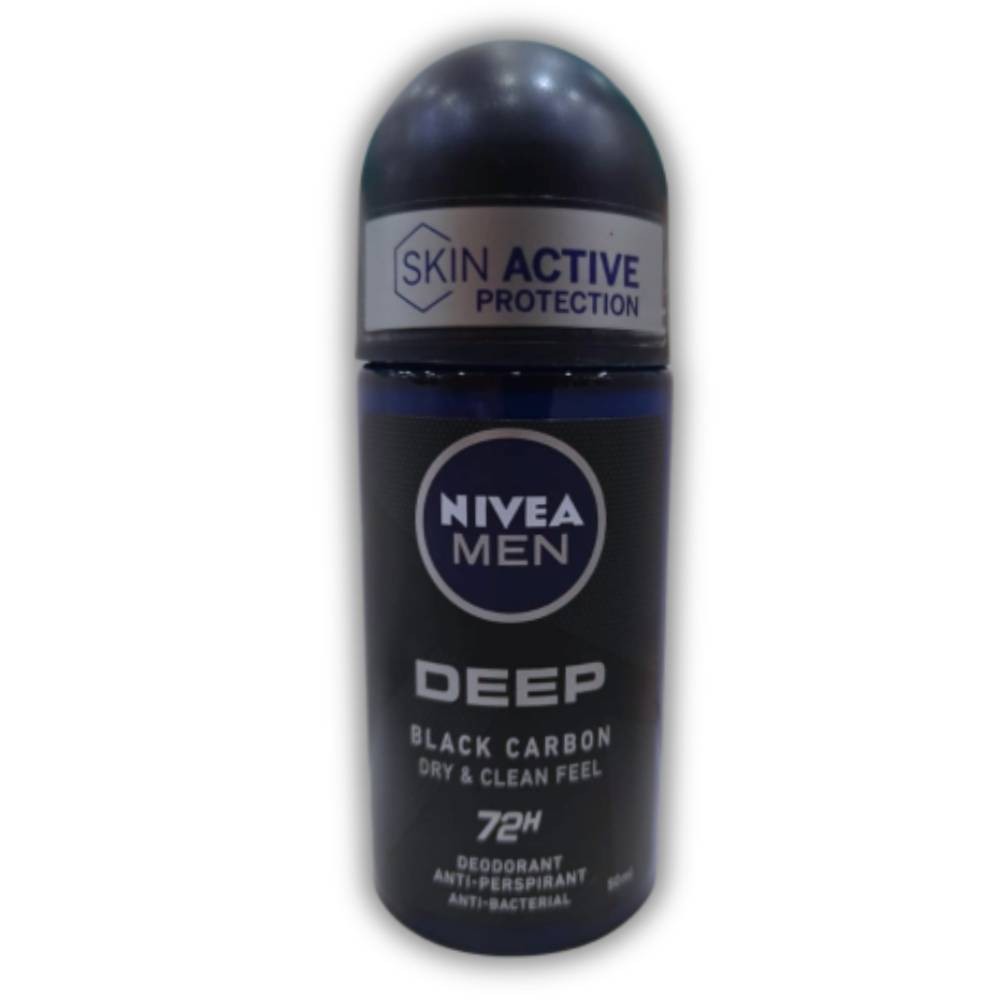 Nivea Men Deep Black Carbon Deodorante Uomo Roll On 72H Antibatterico 50Ml