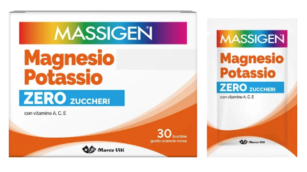 MASSIGEN MAGNESIO E POTASSIO FORTE ZERO ZUCCHERI INTEGRATORE, 30 BUSTINE
