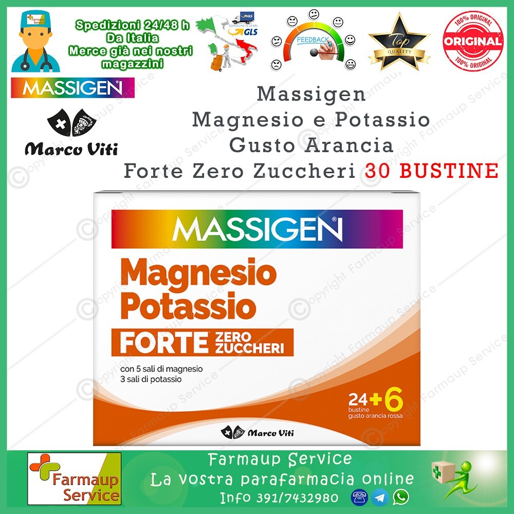 Marco Viti Massigen Magnesio e Potassio Forte Zero Zuccheri 24 + 6 30 Buste