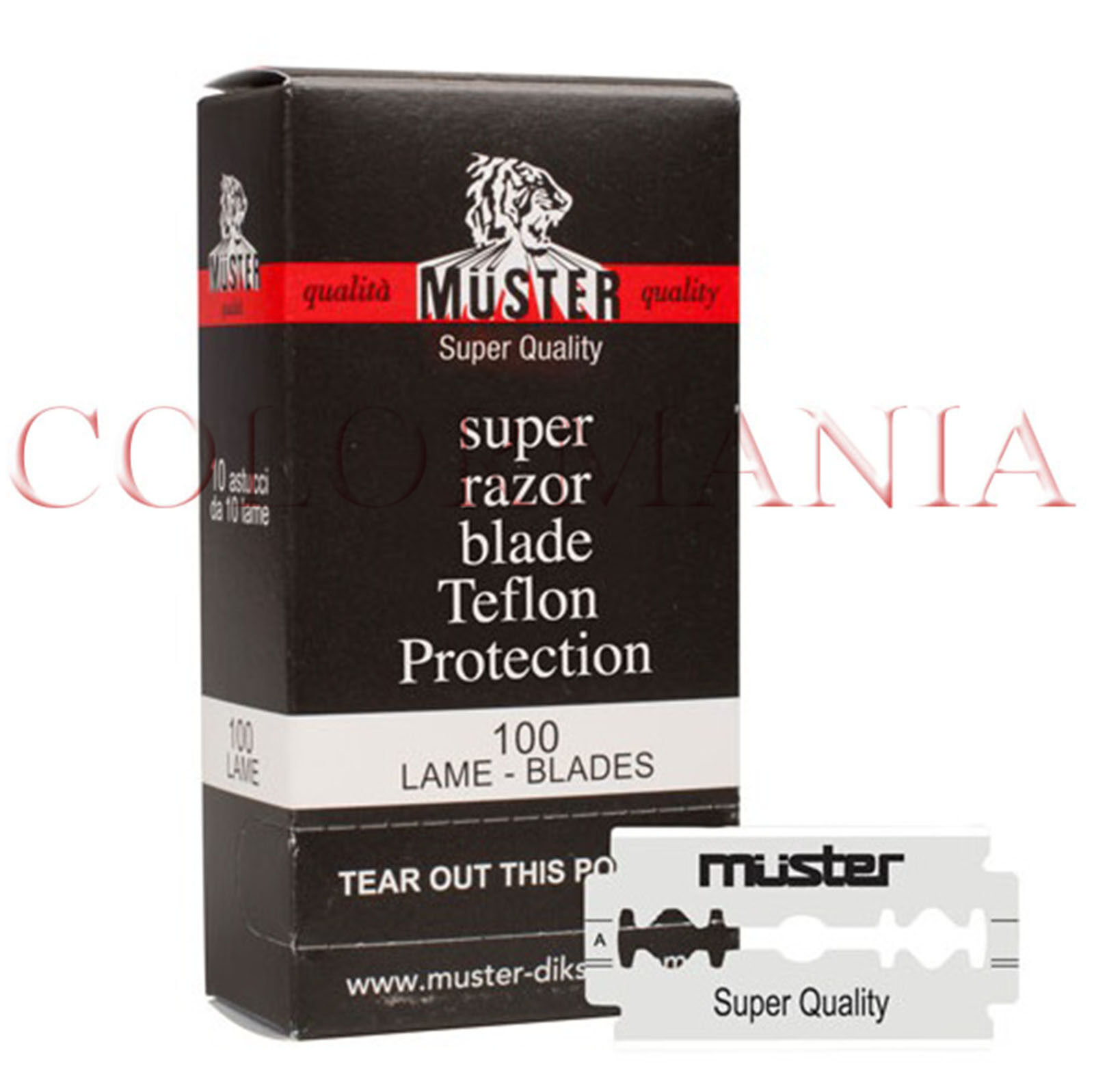 MUSTER STECCA 100 LAME DA BARBA IN TEFLON PROFESSIONALE BARBIERE BARBER SHOP