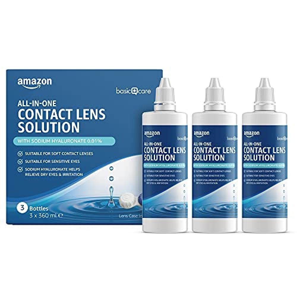 Amazon Basic Care Soluzione tutto-in-uno con sodio ialuronato per lenti a contat